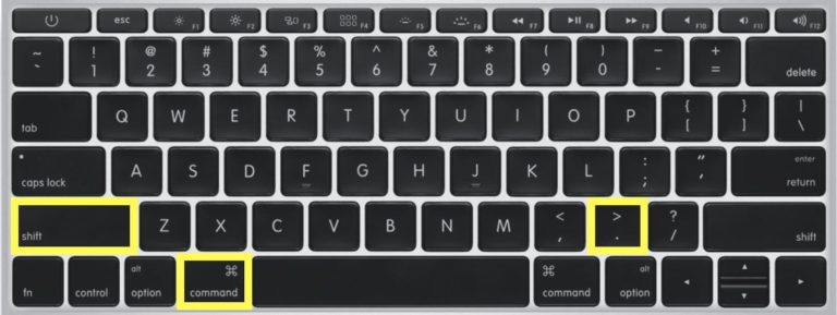 keyboard shortcut to view hidden files