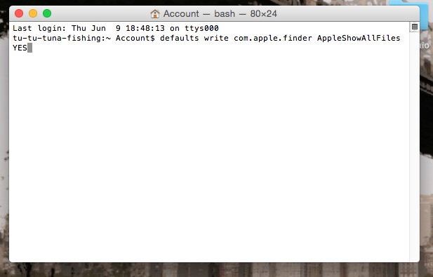 show hidden files mac terminal command